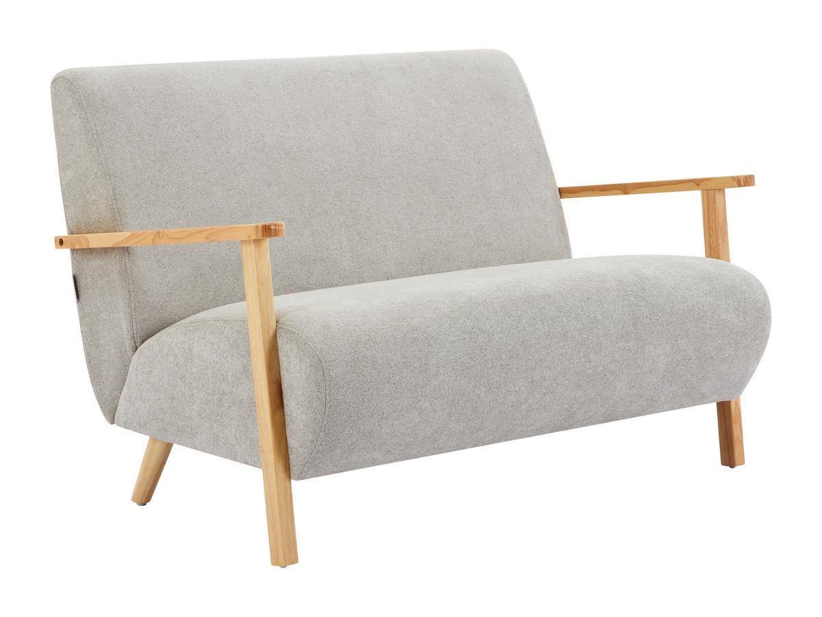 SOFA 2-Sitzer - Stoff & Holz - Grau - JULOMO - Grau, Textil (81/85/109cm) - Vente-Unique