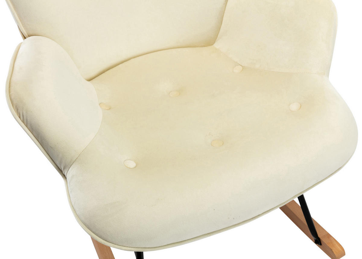 SCHAUKELSTUHL Sanna Samt, Gestell Buchenholz natur / Metall Schwarz Creme - Naturfarben, Holz/Textil (71/98/88cm) - TPFLiving
