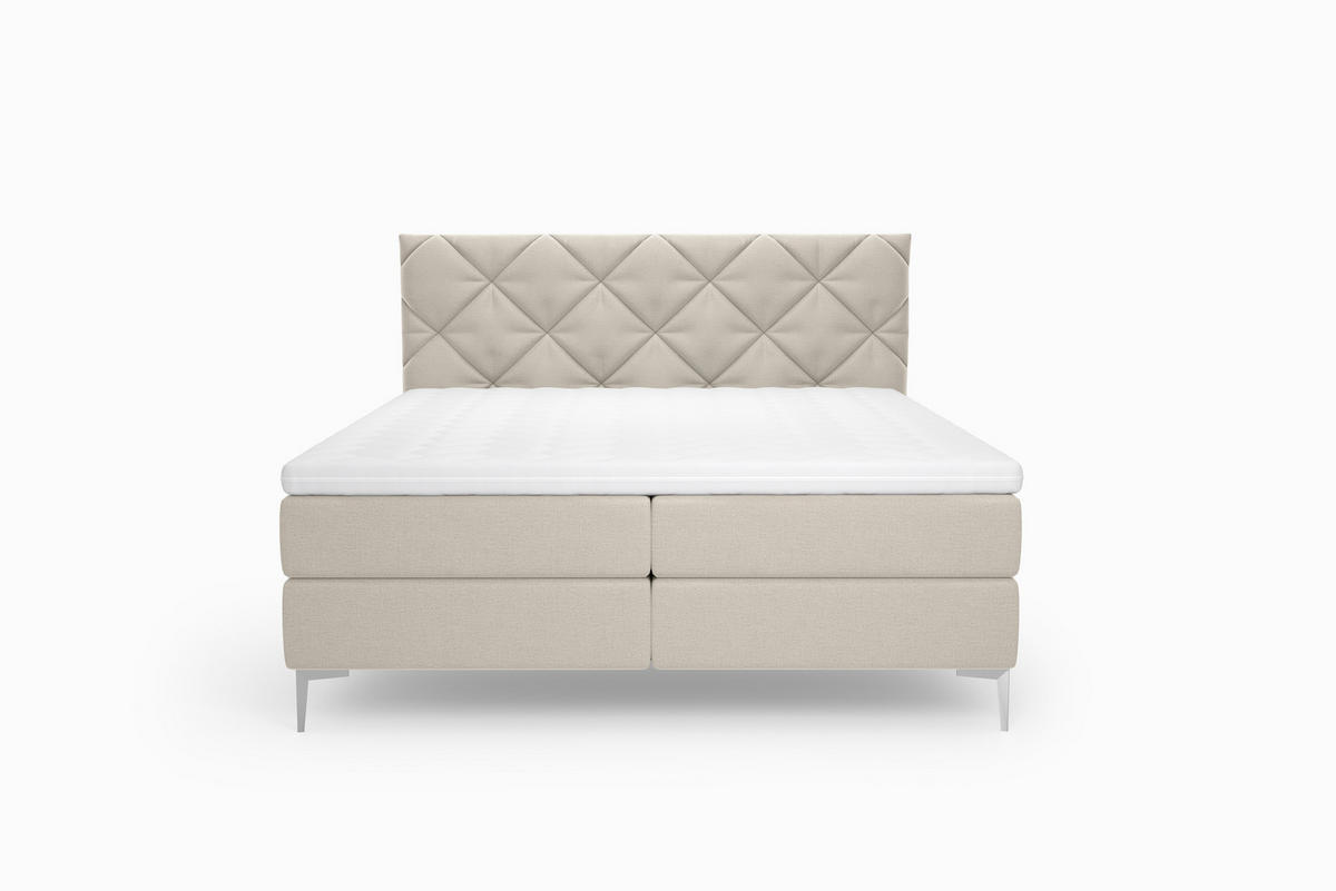 BOXSPRINGBETT Anmut 160x200 cm – Beige, mit Bettkasten und Kaltschaum-Topper - Beige, Textil (160/200cm)