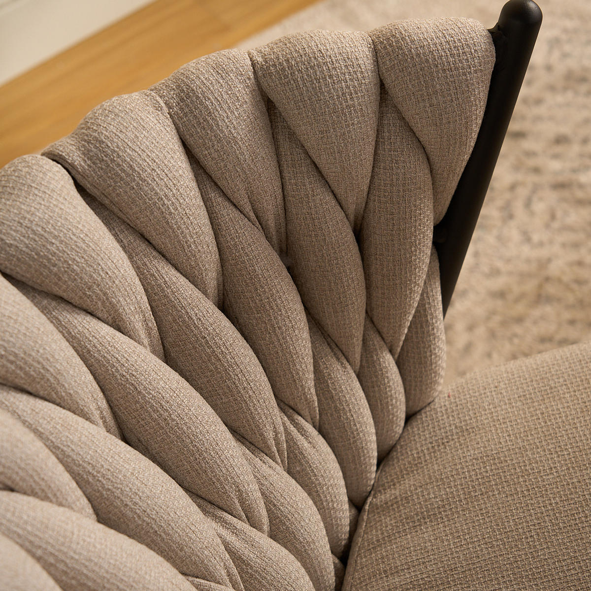 ESSZIMMERSTUHL 6er-Set mit Stoffbezug und geflochtener Rückenlehne Beige - Beige, Textil (44.5/77/46cm) - Meubles Cosy