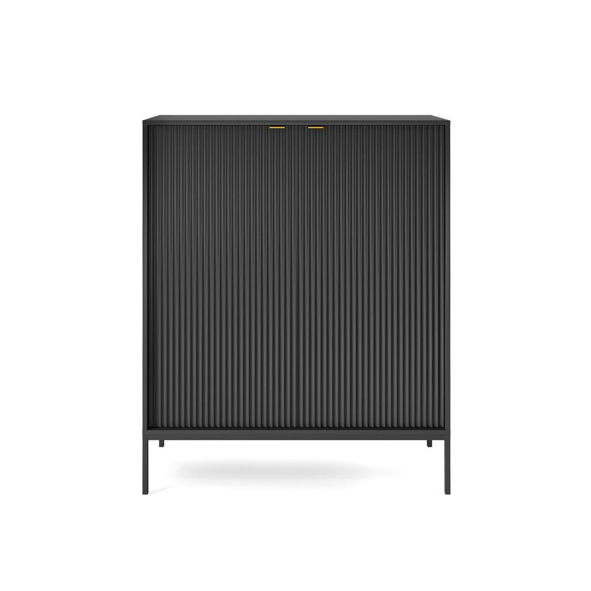 HIGHBOARD Nova Schwarz, Schwarze Beine - Schwarz, Holzwerkstoff/Metall (104/125/39cm) - Bettso