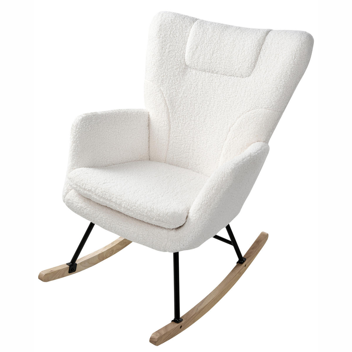 SCHAUKELSESSEL Bouclé Weiß Sandve - Hellbraun, Textil (72/98/87cm) - Beliani