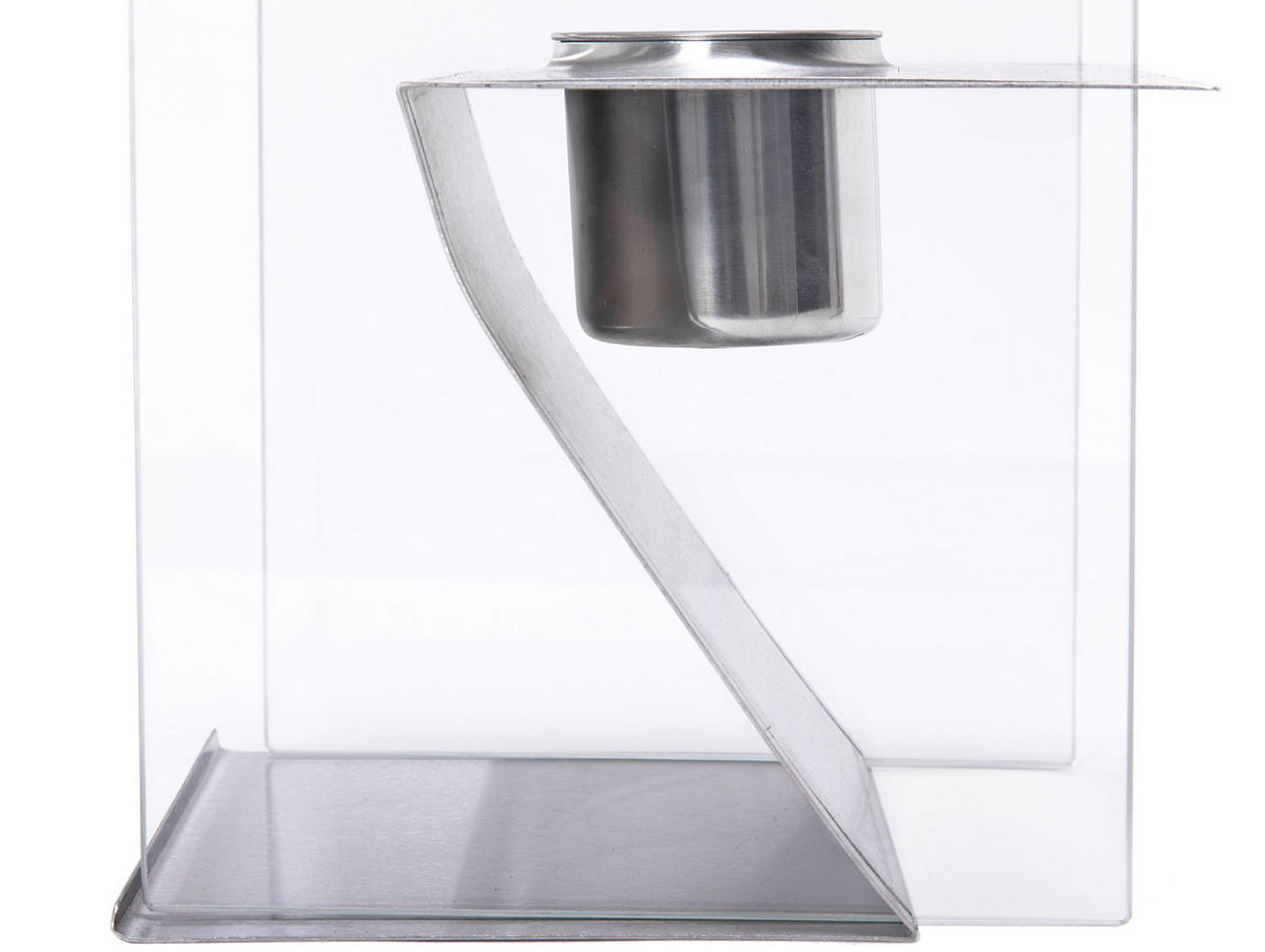 BIOETHANOL-KAMIN Silber Tischmodell inklusive 0.15 L Brennblock - Silberfarben, Glas (20/30/20cm) - Purline
