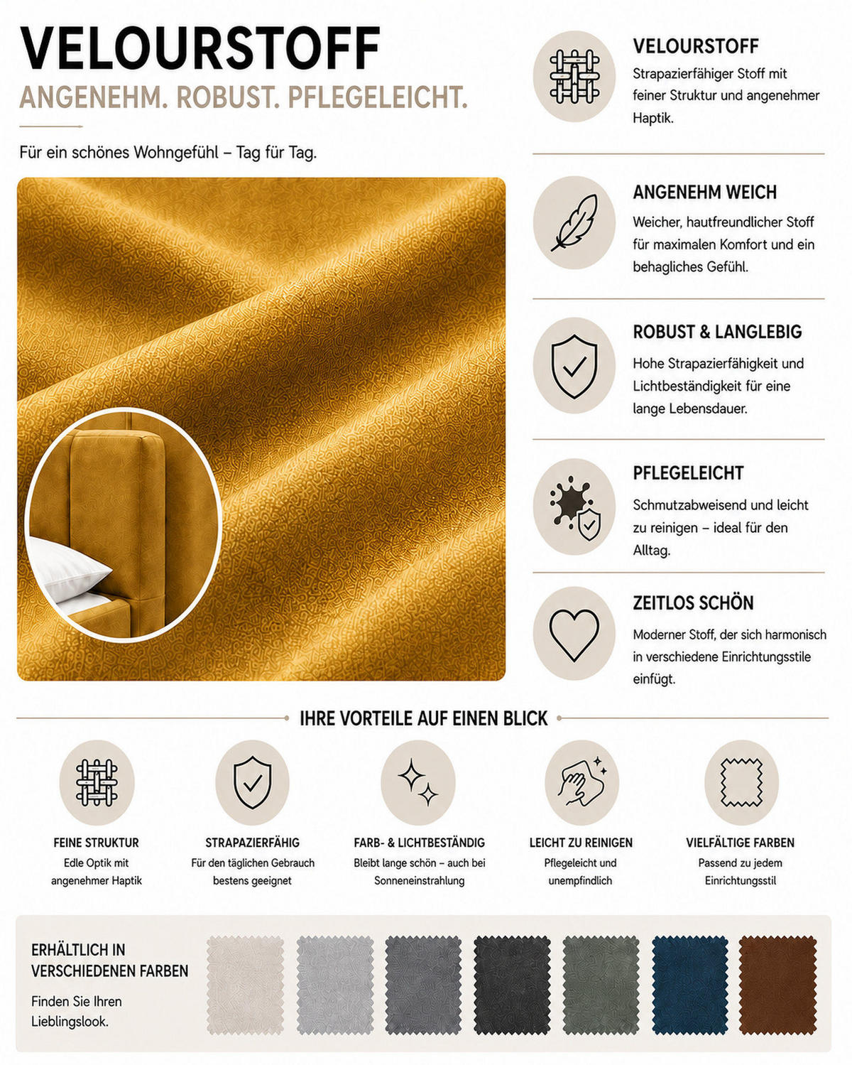 POLSTERBETT 120x200 cm AURA, Doppelbett mit Bettkasten und Lattenrost aus Holz, Velourstoff: Beige - Beige, Holz/Textil (120/200cm) - Marpur