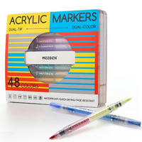 ACRYLSTIFTE Set 48 Farben Doppelspitze Pinselspitze - Multicolor, Kunststoff (1/1/17cm)