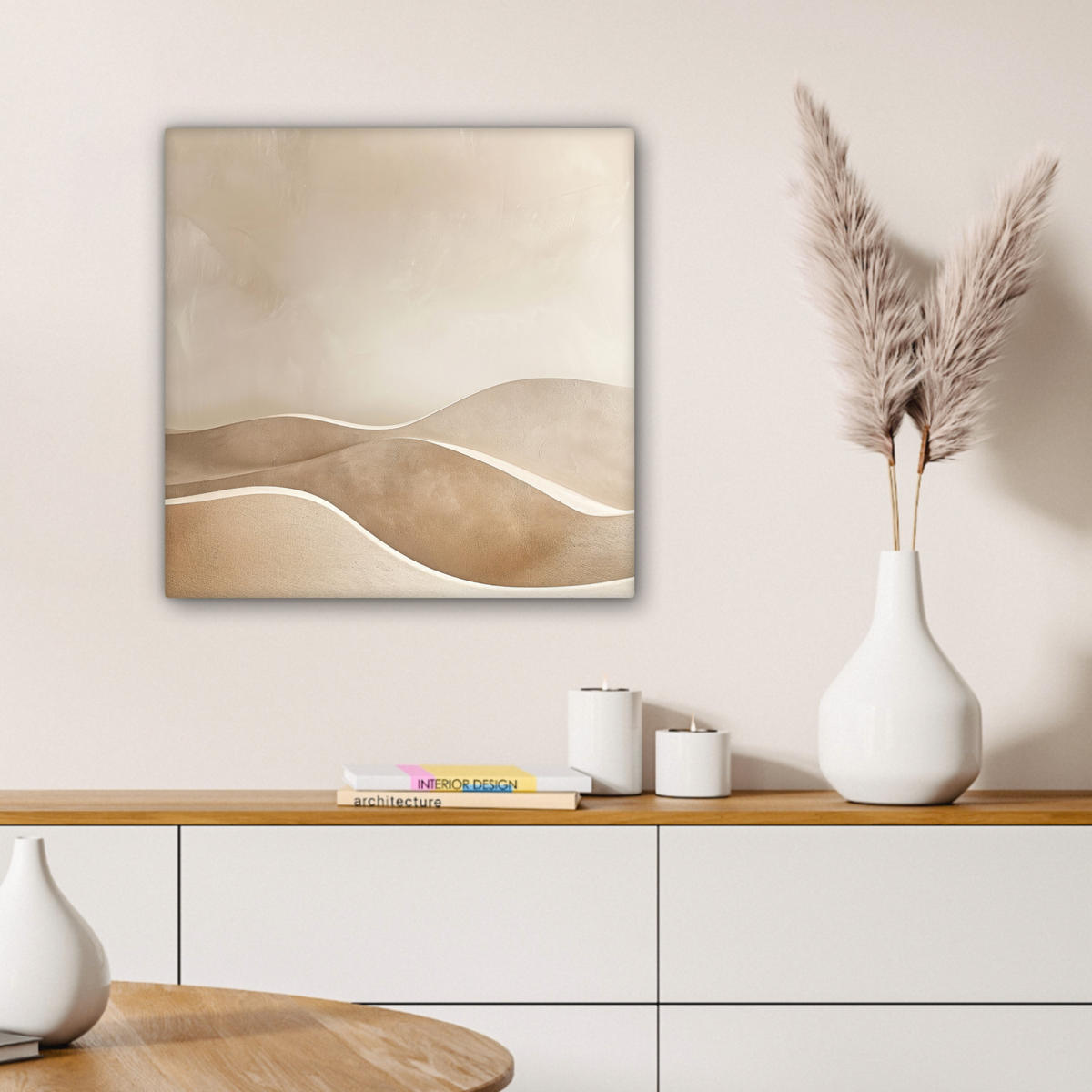 LEINWANDBILD Beige - Natur - Abstrakt - Modern Wandbild Wohnzimmer 50x50 cm - Beige, Textil (50/50cm) - MuchoWow