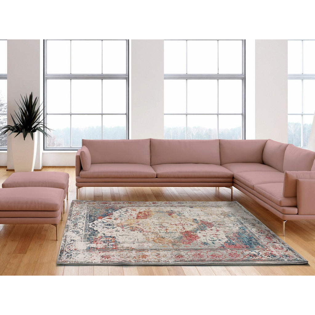 Thumbnail - Atticgo Vintage-Teppich, Mehrfarbig, Rosa, Blaugrau, Textil, Orientalisch, Rechteckig, 120x170 cm, Oeko-Tex® Standard 10...