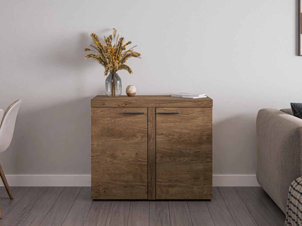 SIDEBOARD Spacoro 2D Lefkas 97,2/82/40,3 cm – Schmale Kommode Eleganz für Ihr Zuhause - Braun, Holzwerkstoff/Kunststoff (97/82/40cm) - AX Living