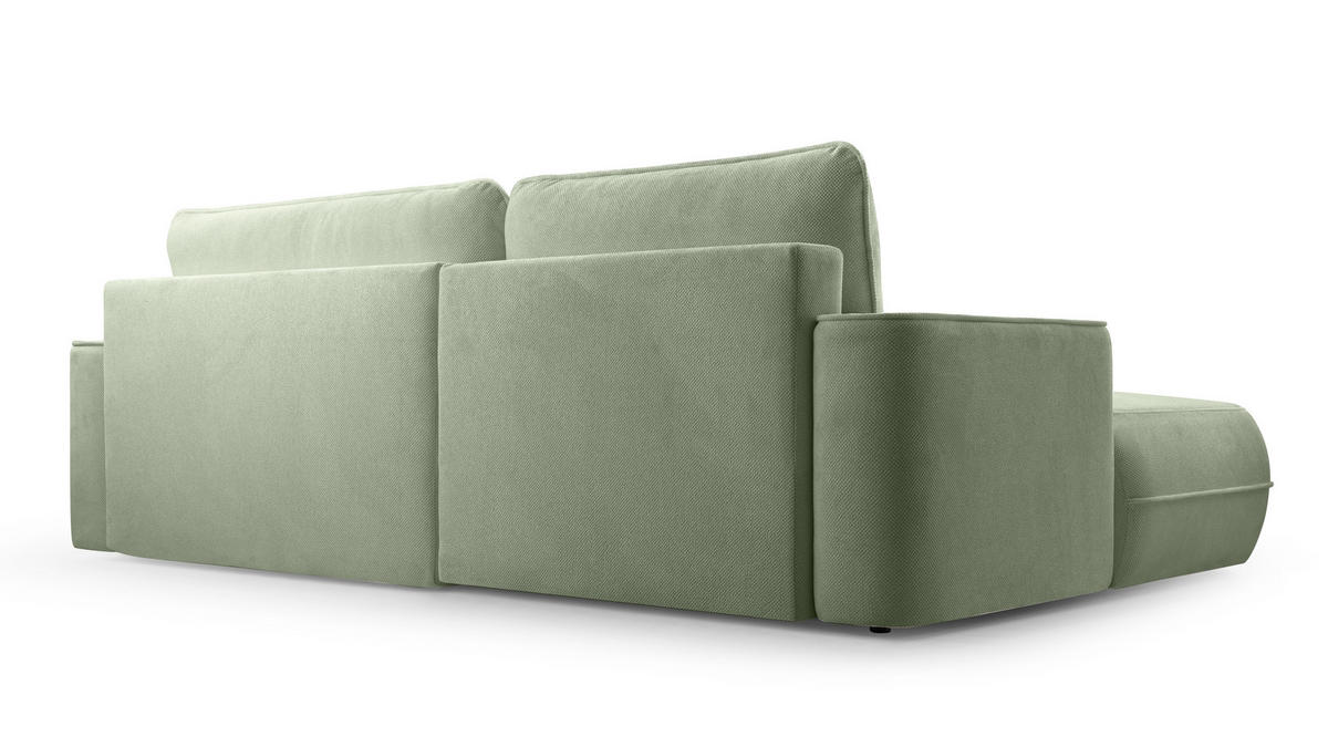 ECKCOUCH L Form Peoni Salbeigrün 267/168/87 cm mit Schlaffunktion L - Pastellgrün/Schwarz, Kunststoff/Textil (168/267cm) - AX Living