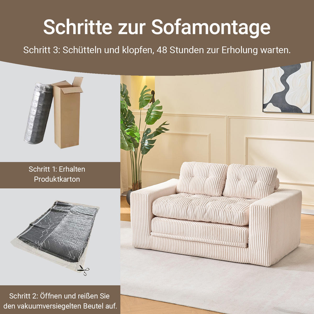 SCHLAFSOFA DE-35274 2-in-1 Beige - Beige, Textil (85/54/140cm) - ComfortXL