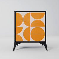 SIDEBOARD RECURRING DREAMS, Schwarz, 57,5x42x70,5 cm, Schwarze Metall-Sternfüße - Multicolor/Schwarz, Holzwerkstoff/Metall (57.5/70.5/42cm) - SpaceRebels