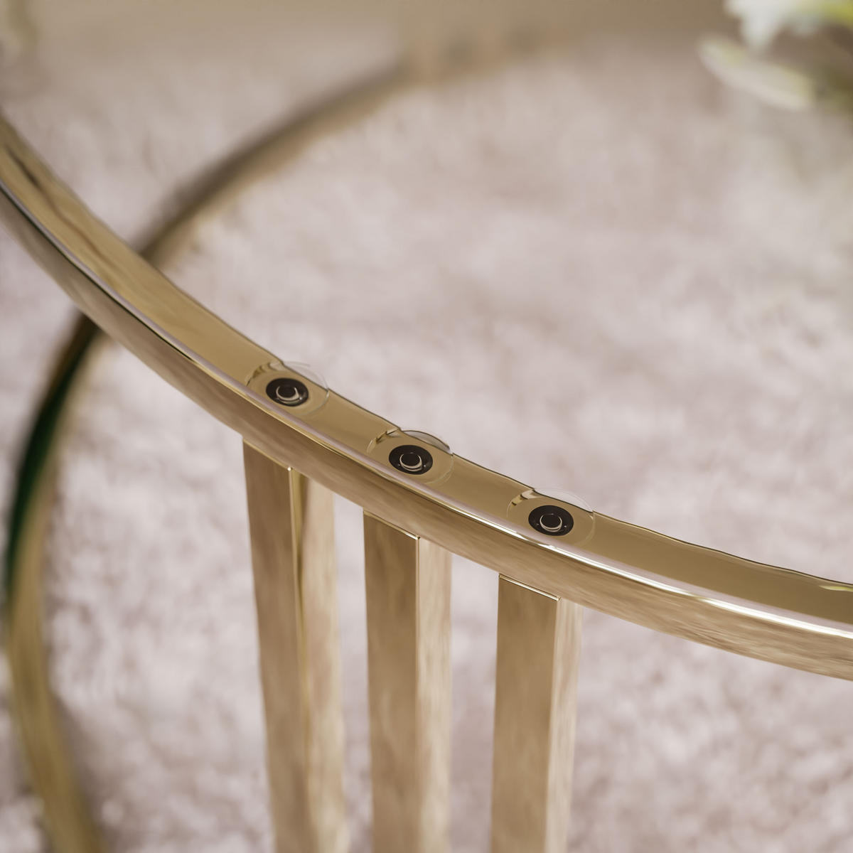 COUCHTISCH 2 in 1 LORI GLASS verchromt gold - Transparent/Goldfarben, Glas (70/70/48cm) - Lookway