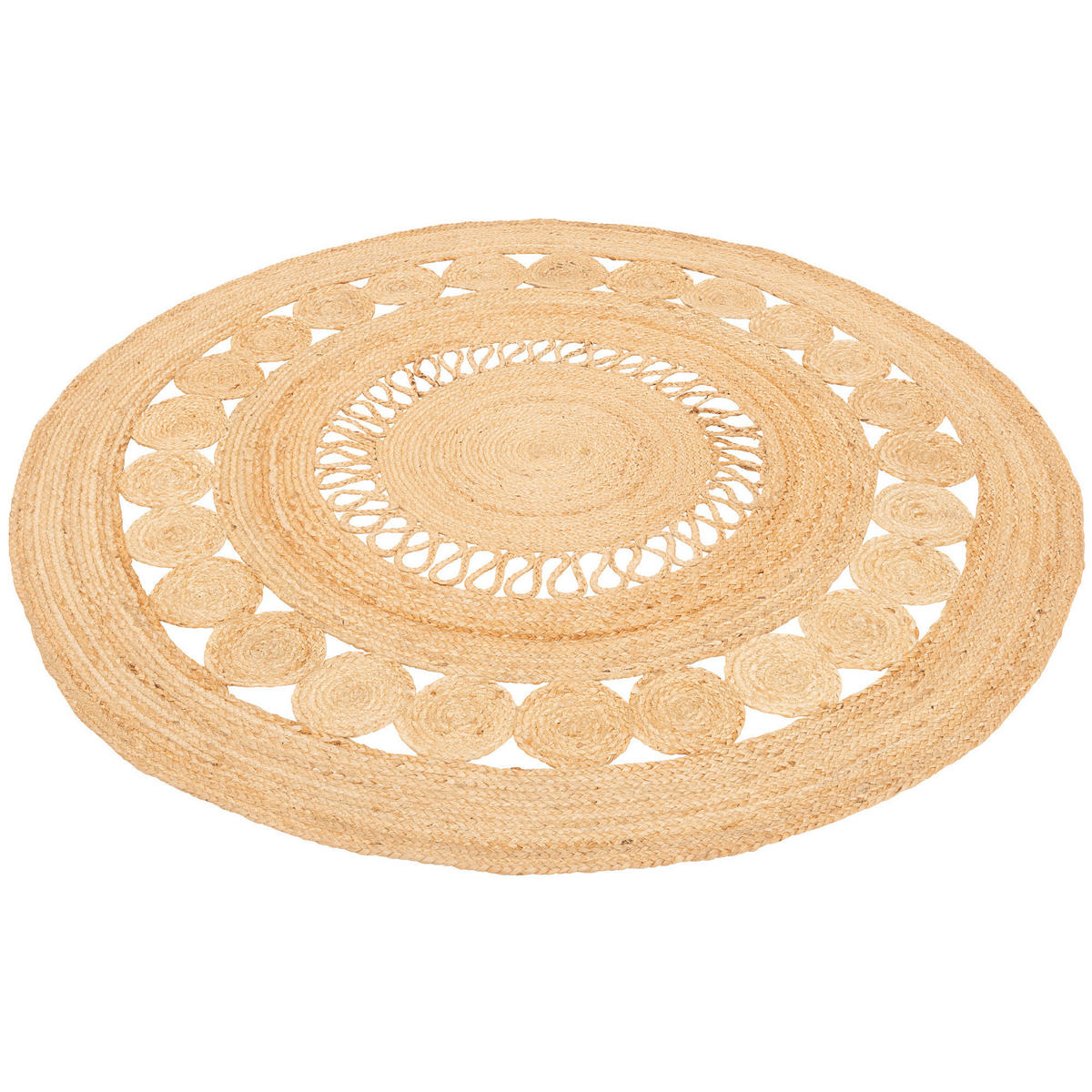 NATURFASER TEPPICH JUTE SALSA MODERN RUND - Beige, Textil (200/200cm) - Pergamon