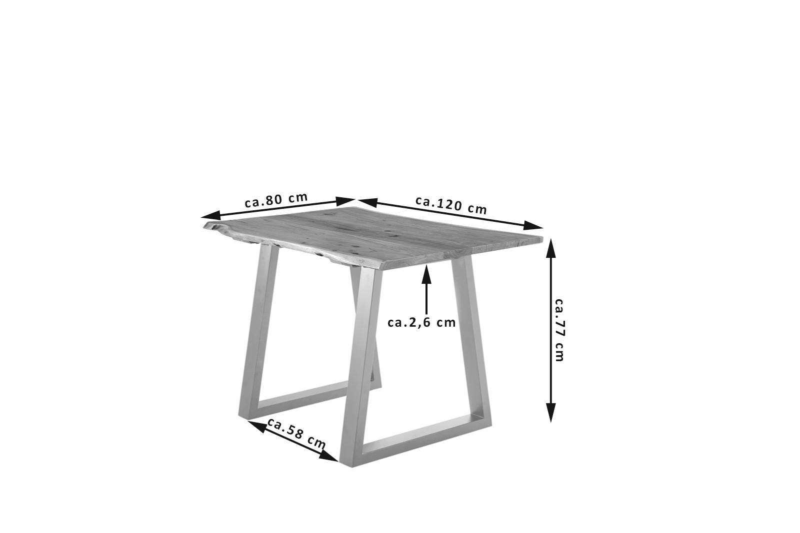 ESSTISCH LUBIN - Silberfarben/Braun, Holz/Metall (80/120/77cm) - SAM