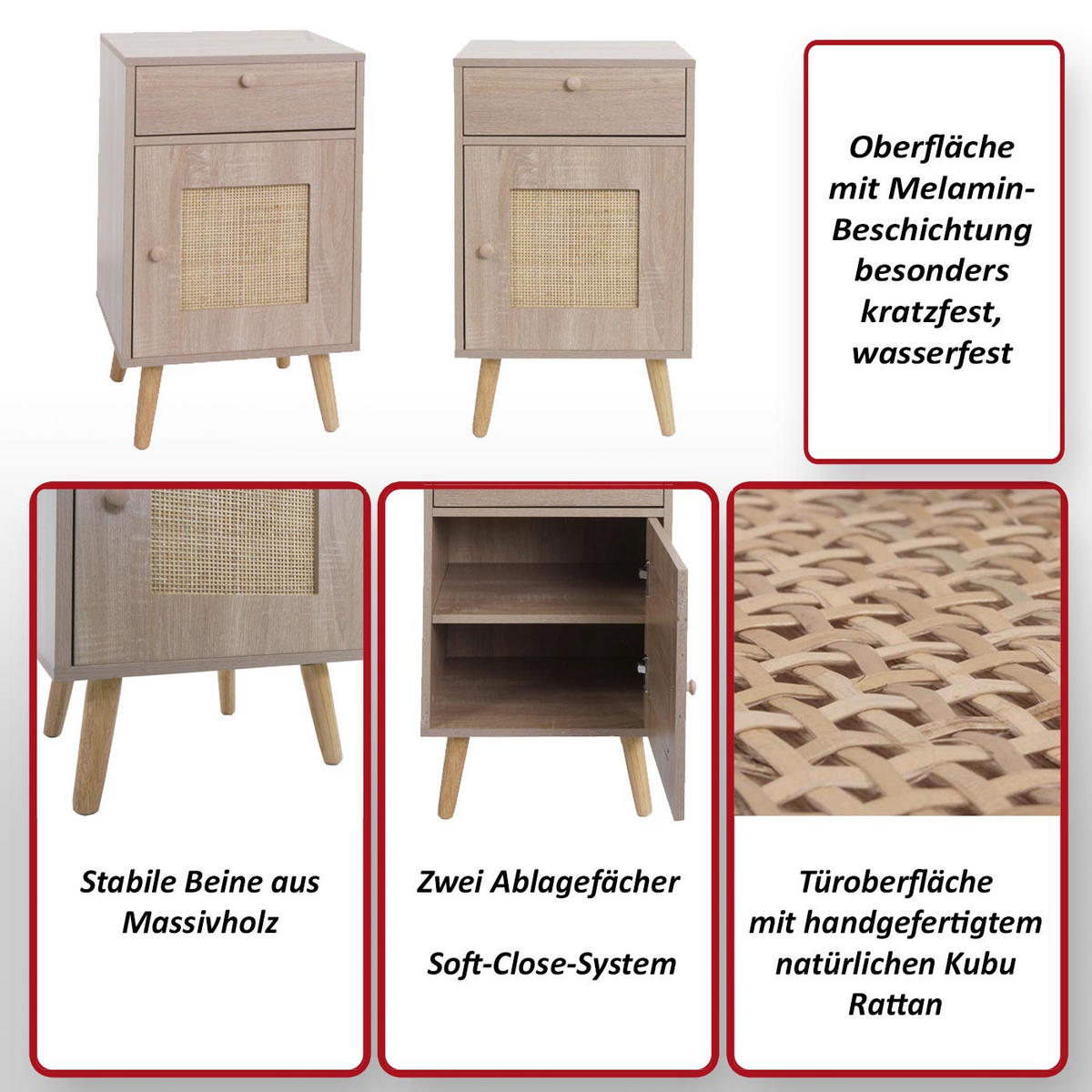 BEISTELLTISCH eckig Hellbraun - Hellbraun, Holz (40/40/69cm) - MCW