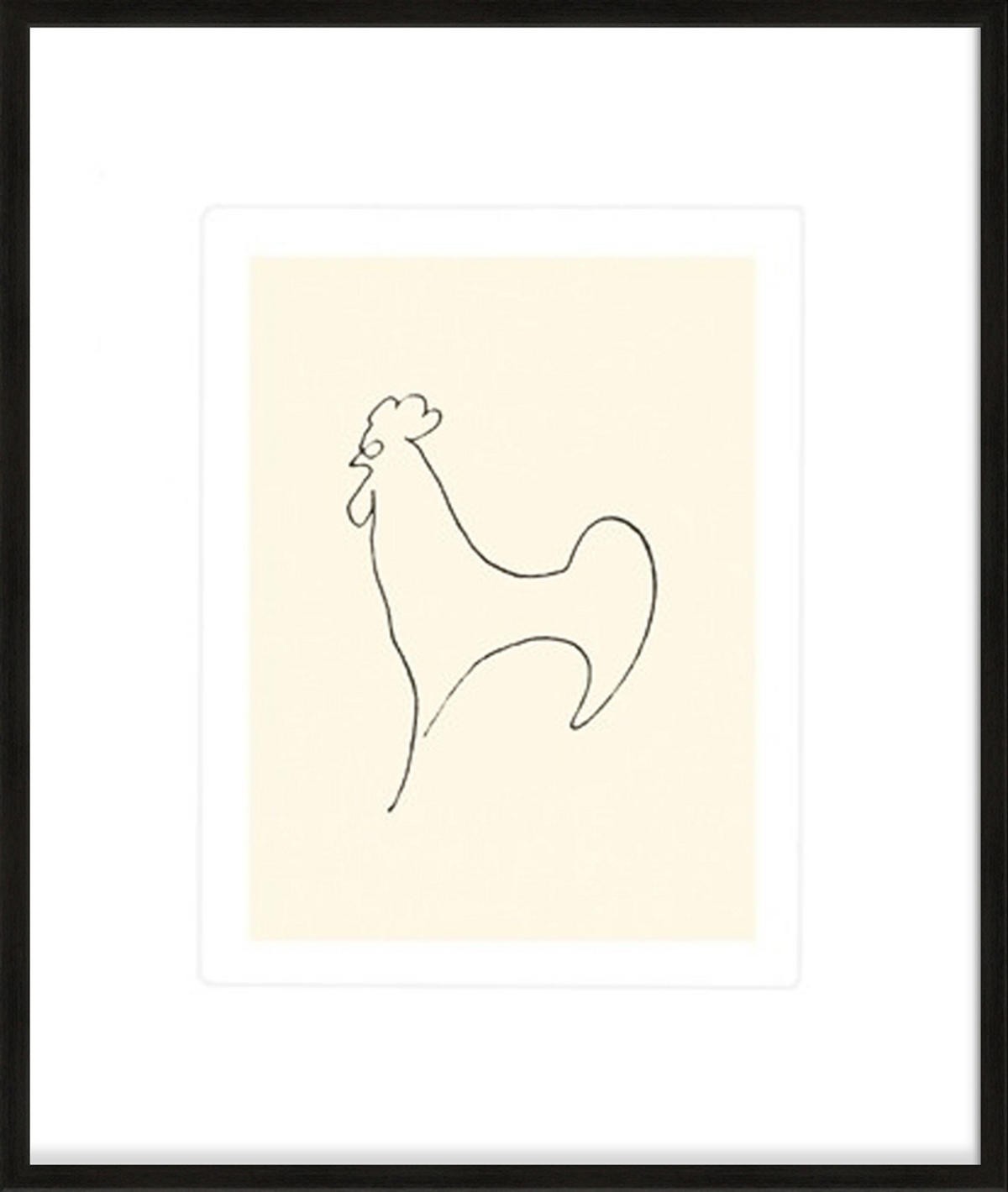 BILD gerahmt 53x63 cm Pablo Picasso „Der Hahn“ - Weiß, Holz (53/63cm) - artissimo