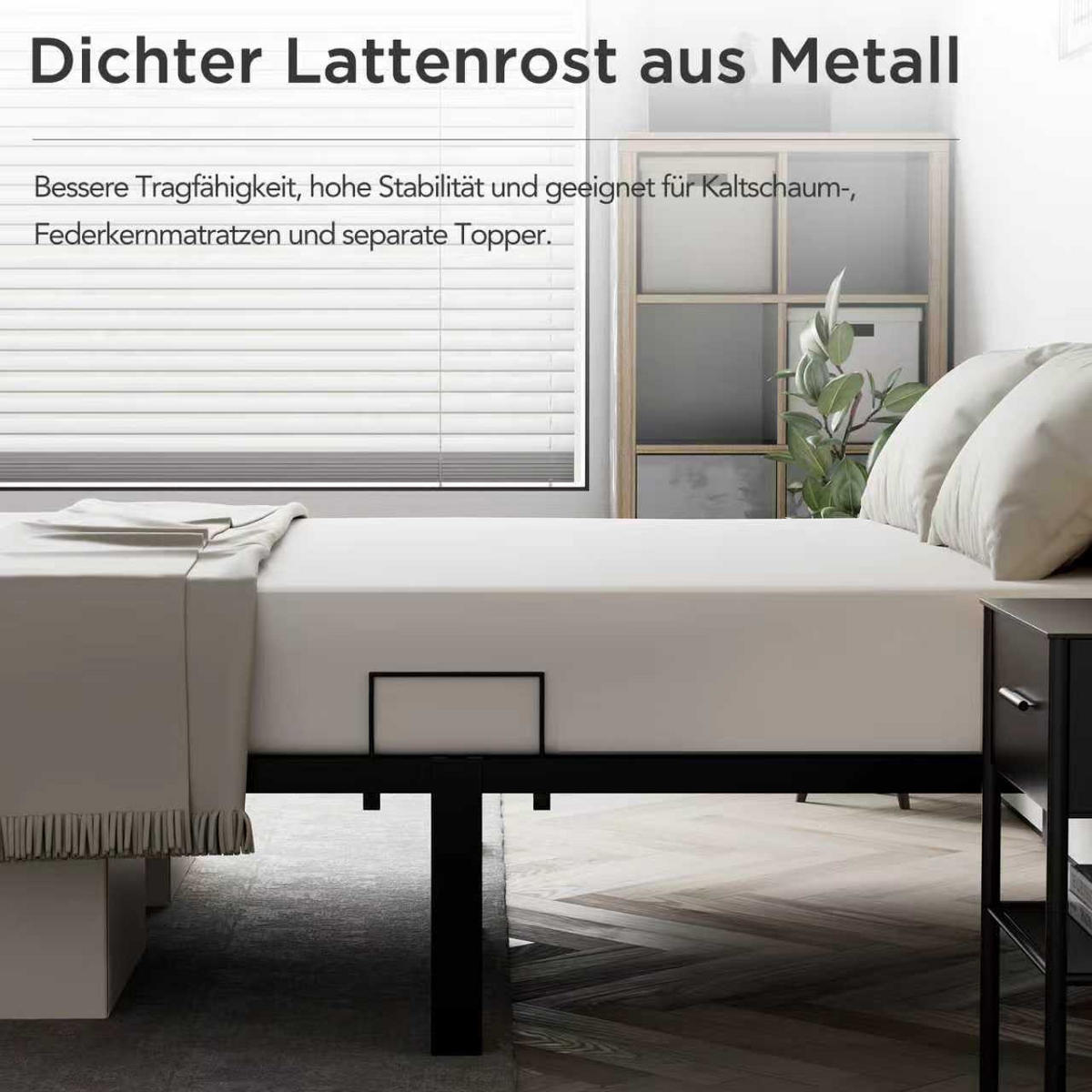 METALLBETT 140x200 cm - Schwarz, Metall (140/200cm) - HOMAVO
