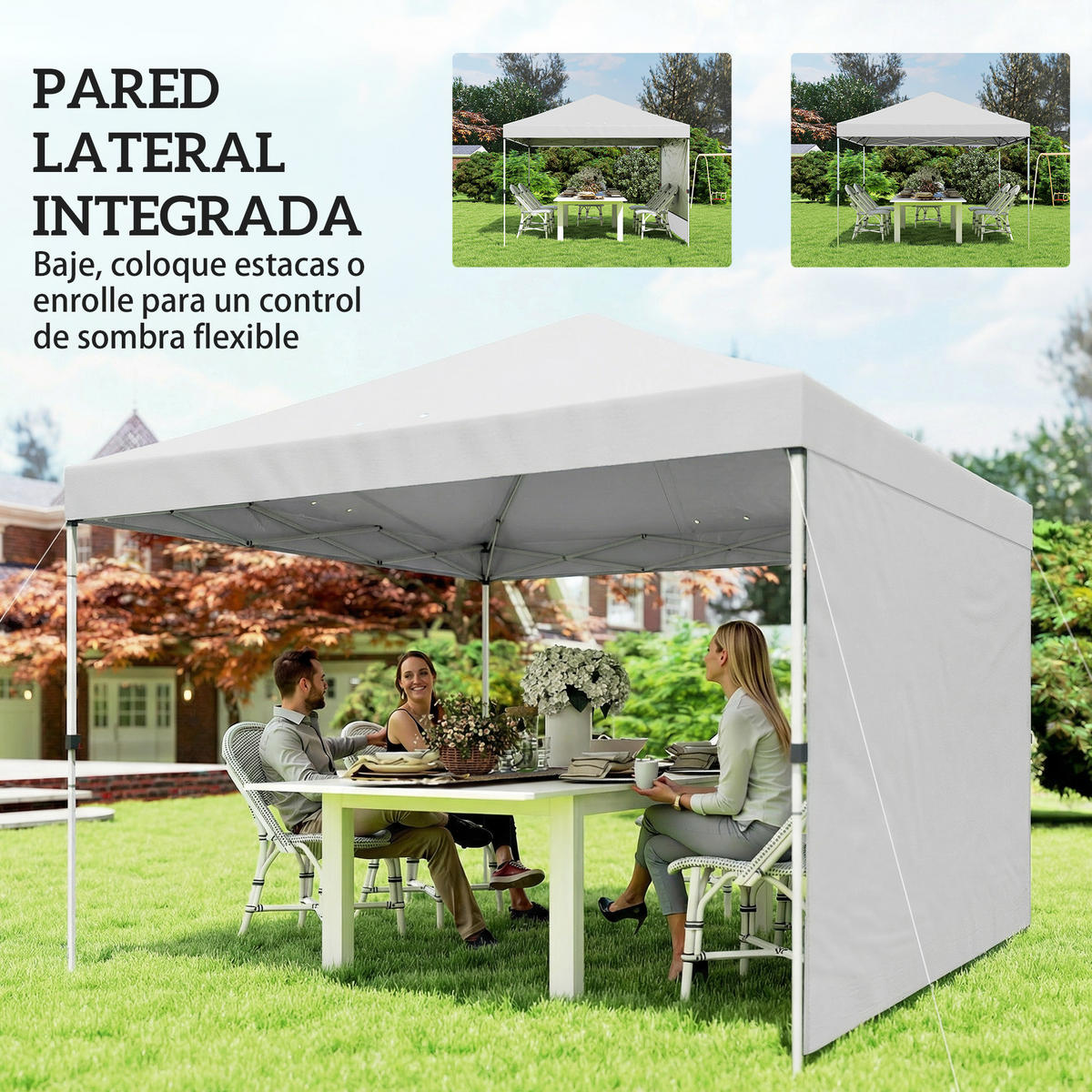 PAVILLON,POP-UP-FALTZELT UPF 50+, höhenverstellbar, 3x3 m ,Weiß - Weiß, Metall (293/270/293cm) - Vallsero