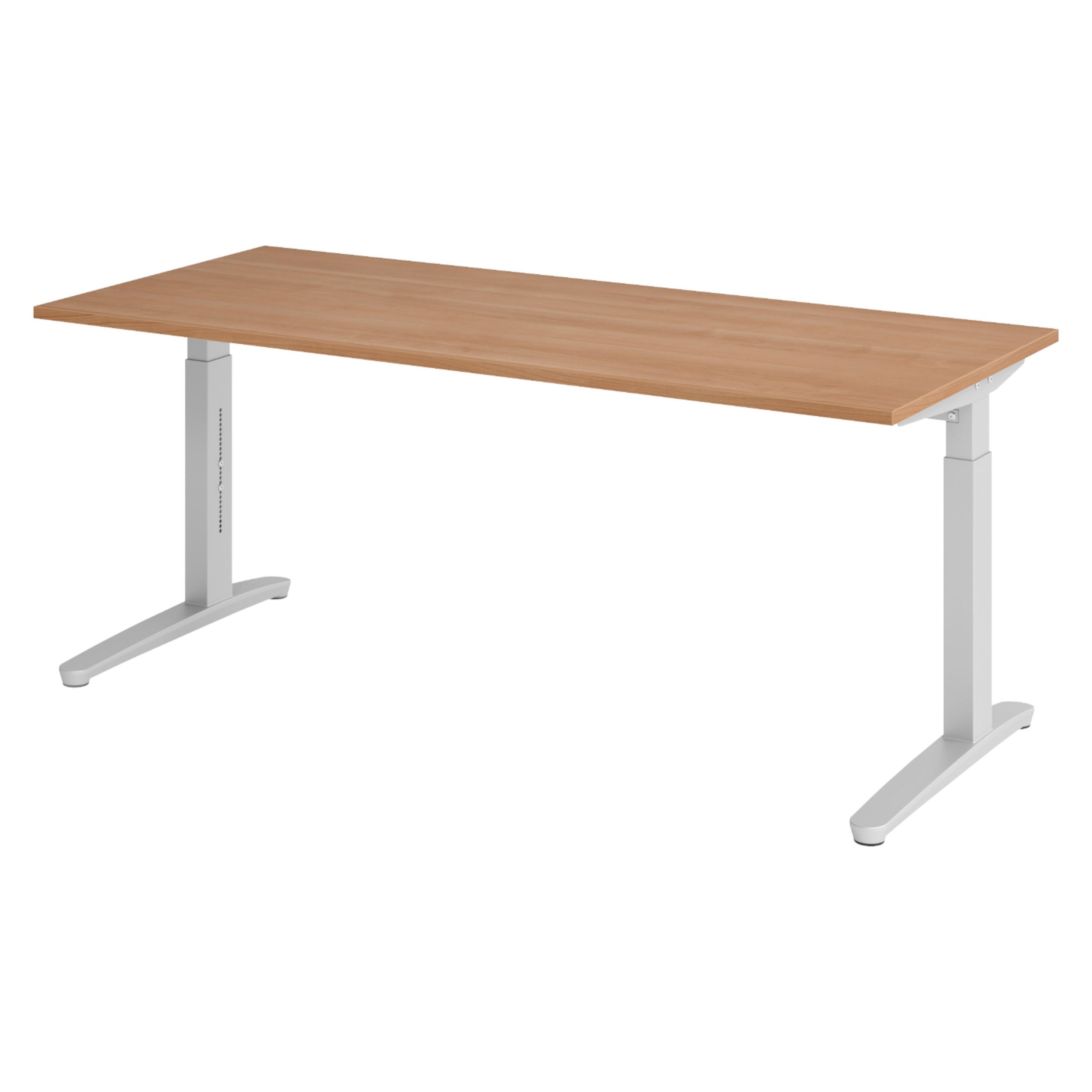SCHREIBTISCH Serie-XB 80/180/74 cm in Nussbaumfarben/Silberfarben - Silberfarben/Nussbaumfarben, Holzwerkstoff (80/180/74cm) - bümö