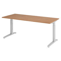 SCHREIBTISCH Serie-XB 80/180/74 cm in Nussbaumfarben/Silberfarben - Silberfarben/Nussbaumfarben, Holzwerkstoff (80/180/74cm) - bümö