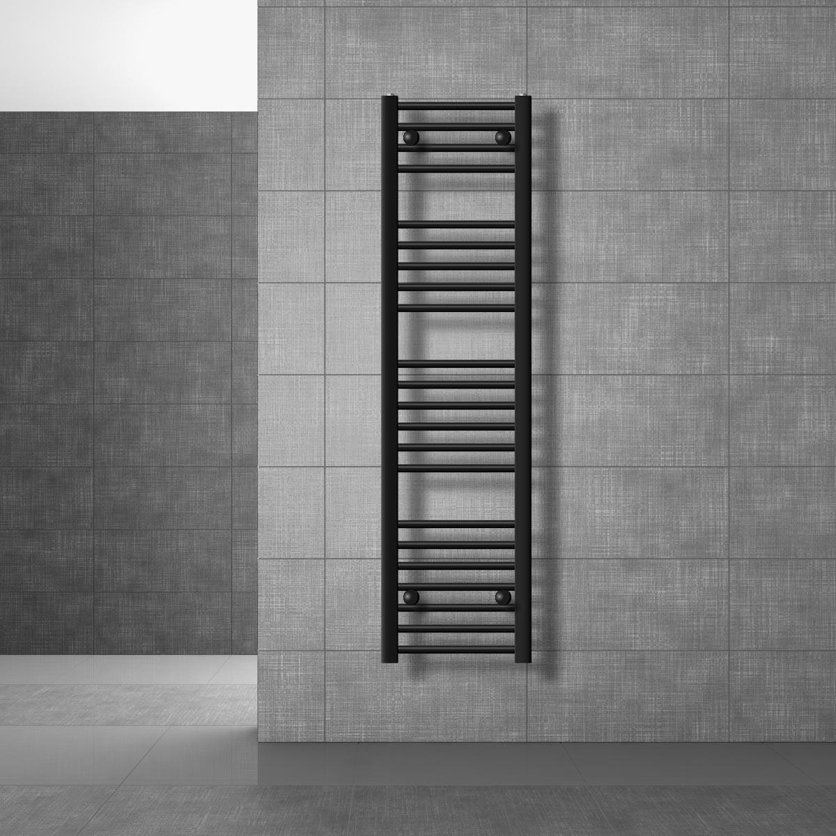 BADHEIZKÖRPER elektrisch Sahara 300x1400 mm Schwarz gerade mit Heizstab 1200W Digital - Schwarz, Metall (30/140/3cm) - LuxeBath