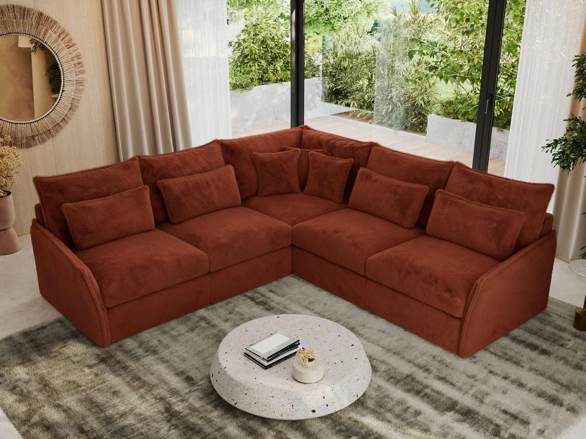 ECKSOFA VERSO L Orange Plüsch - Schwarz/Orange, Kunststoff/Textil (270/270cm) - MKS