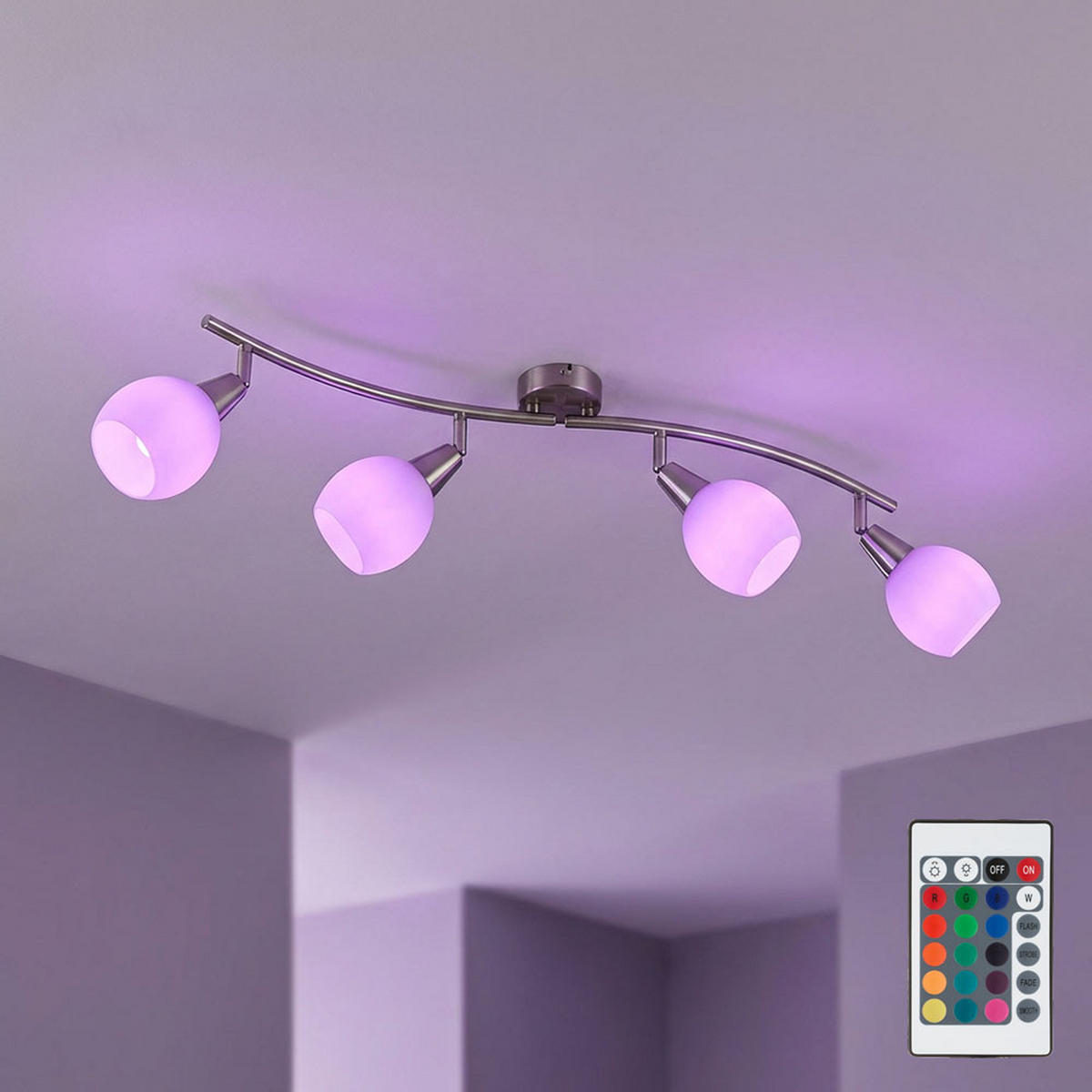 LED DECKENLEUCHTE Elliott Silber Metall Glas - Silberfarben, Glas (70/31.5/23cm) - Globo Lighting