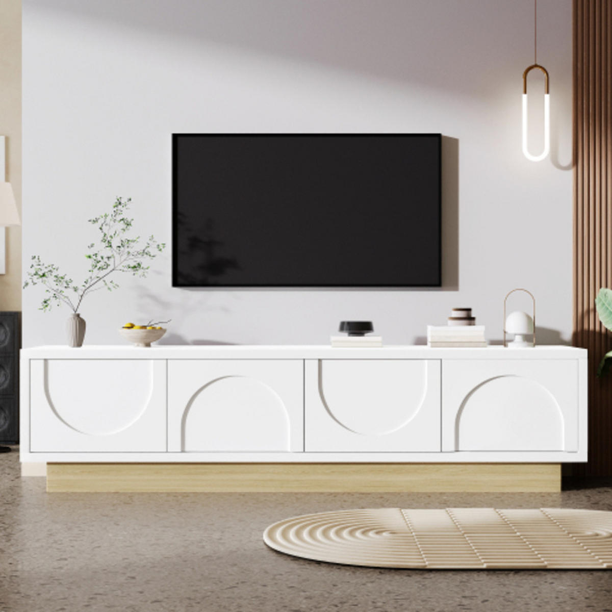SIDEBOARD mit Holzmaserung weiß 175×40×41,5 cm aus MDF - Weiß, Holzwerkstoff (175/41.5/40cm) - Luhomfu