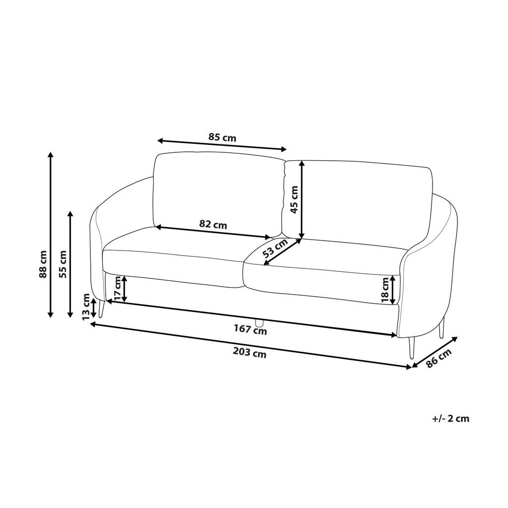 Thumbnail - Beliani 3-Sitzer-Sofa, Mintgrün, Textil, 203x88x86 cm, Wohnzimmer, Sofas & Couches, Sofas, 3-Sitzer Sofas