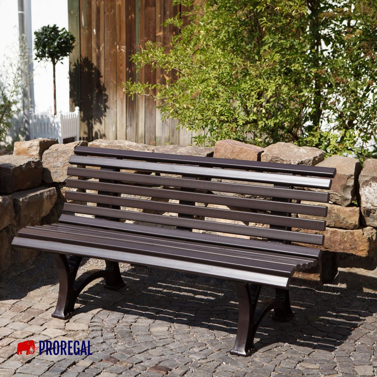 GARTENBANK Jamaika 3 Sitzer Braun 80 x 150 x 64 cm Witterungskunststoff & UV Beständiger Kunststoff - Braun, Kunststoff (150/80/64cm) - PROREGAL