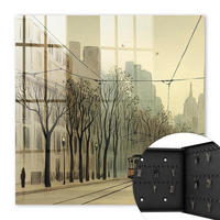 SCHLÜSSELBOX Schwarz 30x30 cm- Türöffnung nach rechts - Stadtspaziergang - Beige, Metall (30/30/5cm) - TULUP