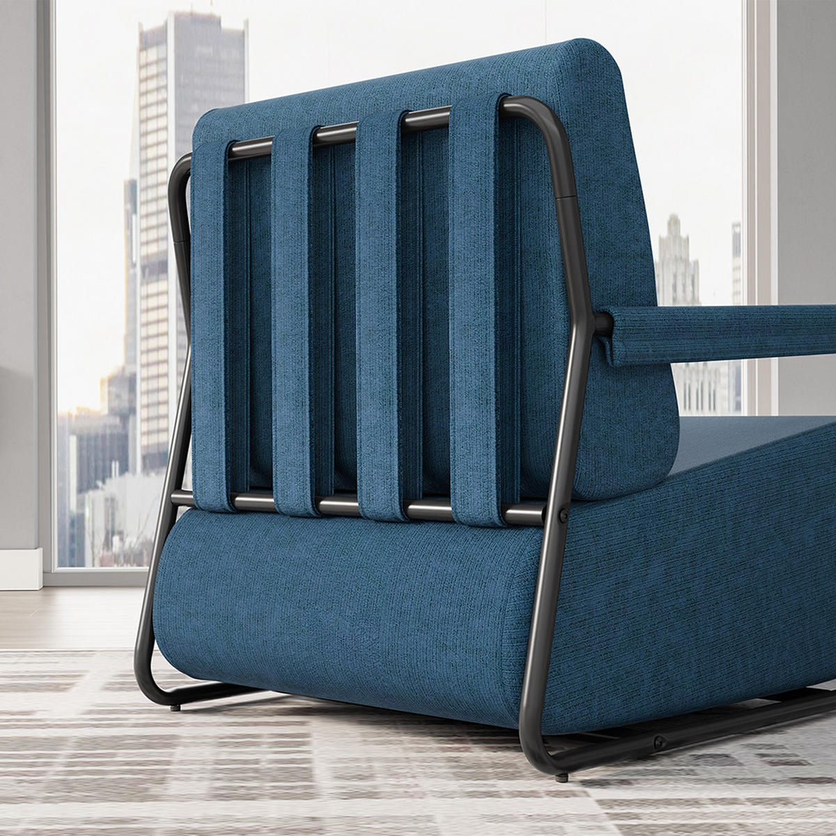 SESSEL mit Hocker und Metallgestell FST99-B - Ahornfarben, Fell (59.5/78/67cm) - SoBuy