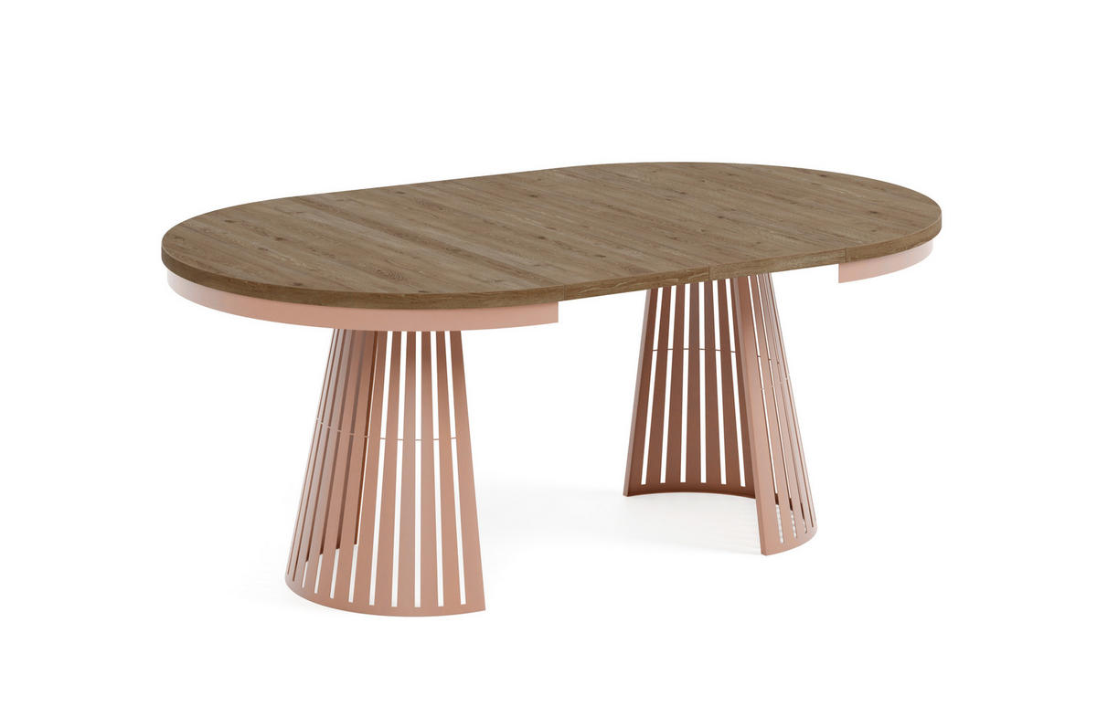 ESSTISCH Cone Bis - Wildeiche/Kupferfarben, Holzwerkstoff/Metall (120/120/76cm) - Meblini