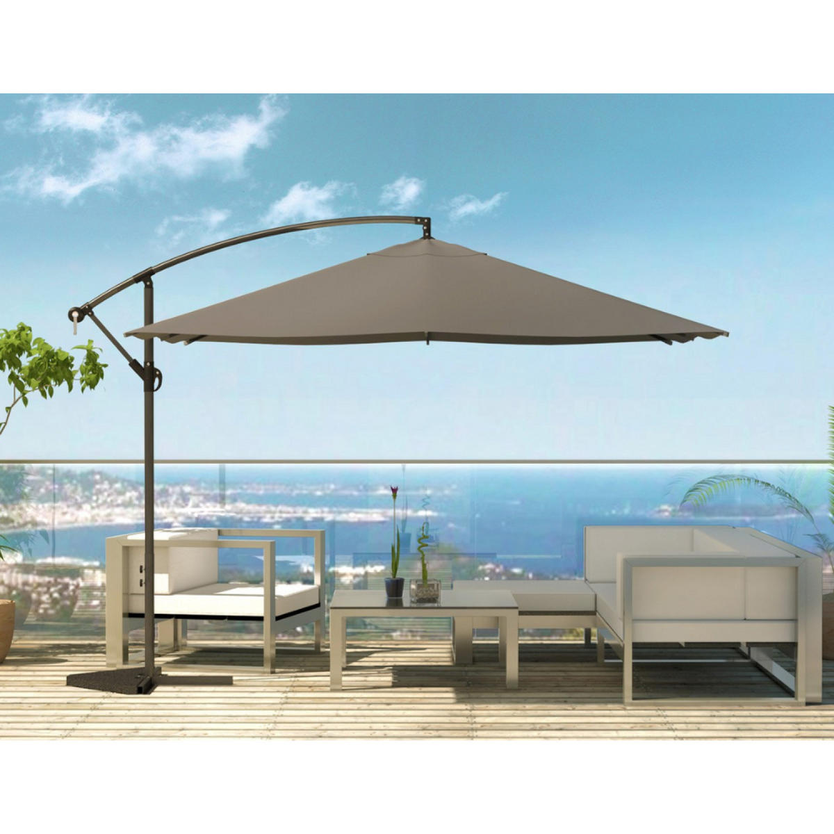 SONNENSCHIRM solenzara grau quadratisch 3 x 3 cm deportiert led - Grau, Metall (300/300cm) - Concept Usine