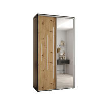 SCHWEBETÜRENSCHRANK 235,2/130/60 2-türig - Silberfarben/Schwarz, Holz/Metall (130/235/60cm) - Abiks Möbel