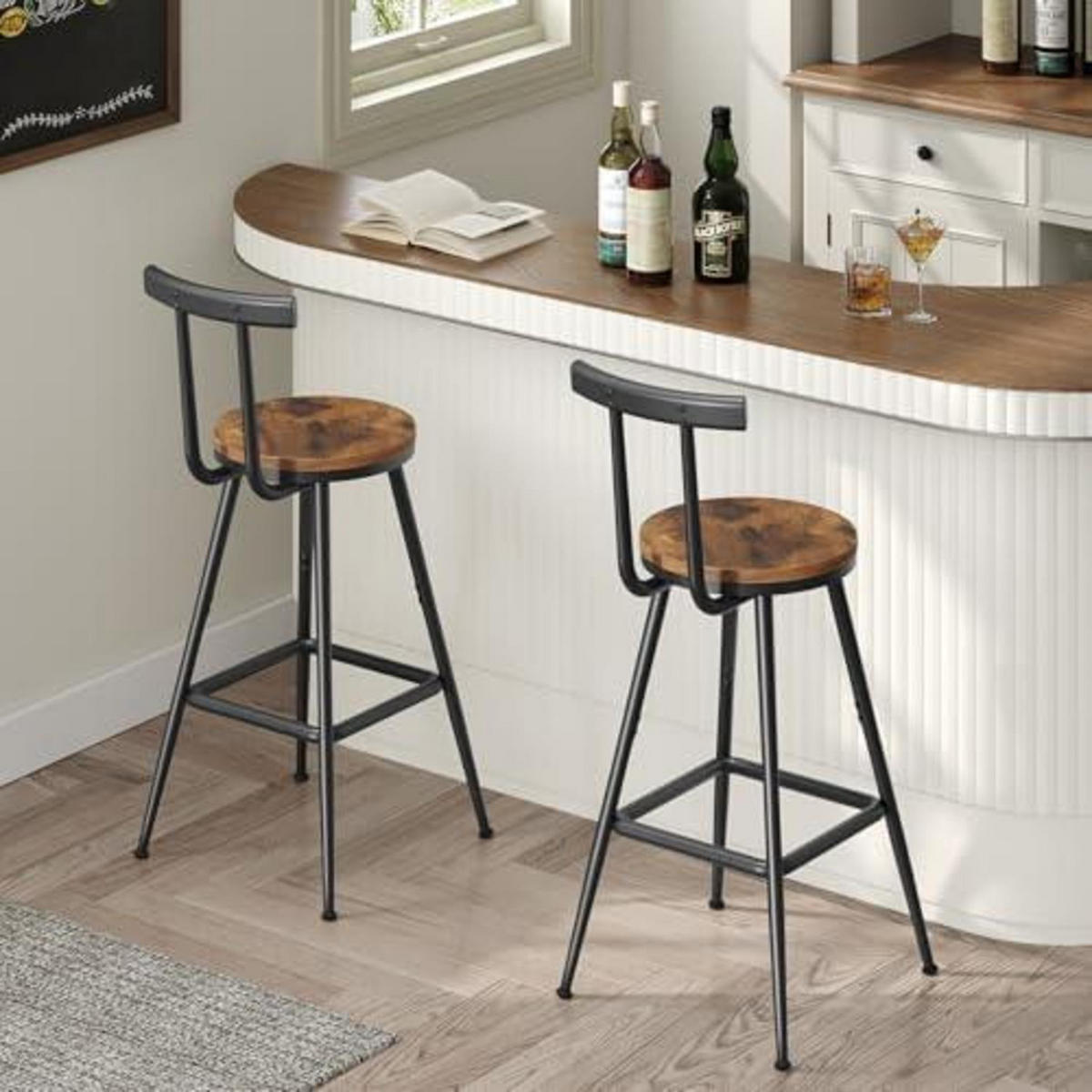 BARHOCKER 2er Set mit Gewürzregal Vintagebraun und Schwarz - Multicolor, Holzwerkstoff (30/94/38cm)