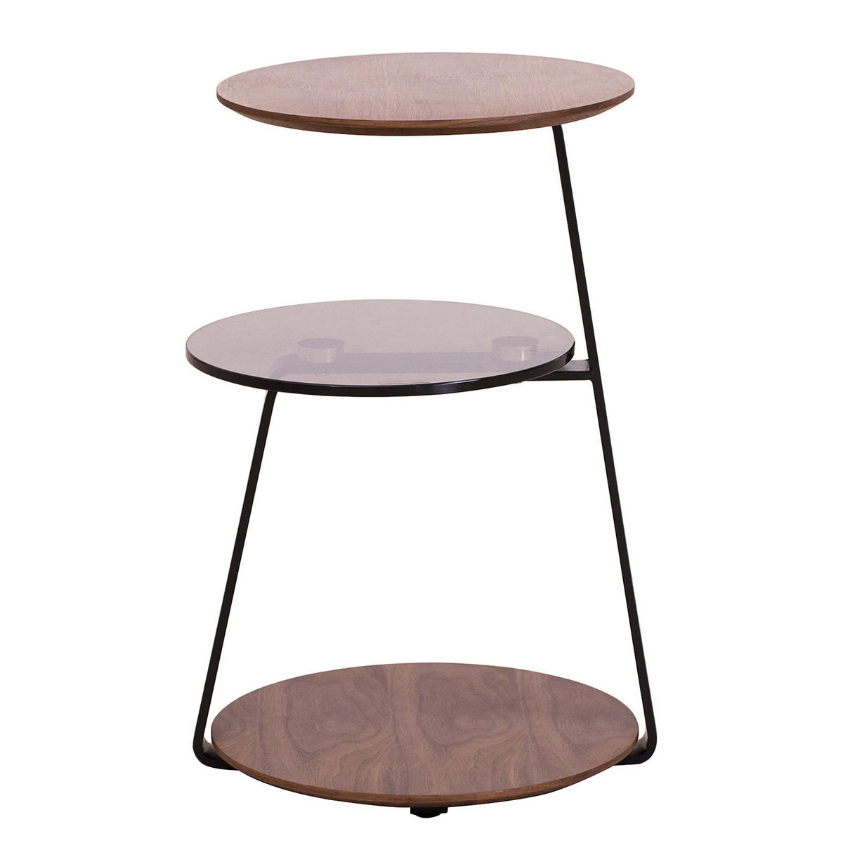 BEISTELLTISCH - Echtholzfurnier / Stahl - Braun, Metall (39/39/58cm) - home24