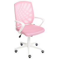 BÜROSTUHL Rosa Bonny - Pink/Weiß, Textil (66/97/66cm) - Beliani