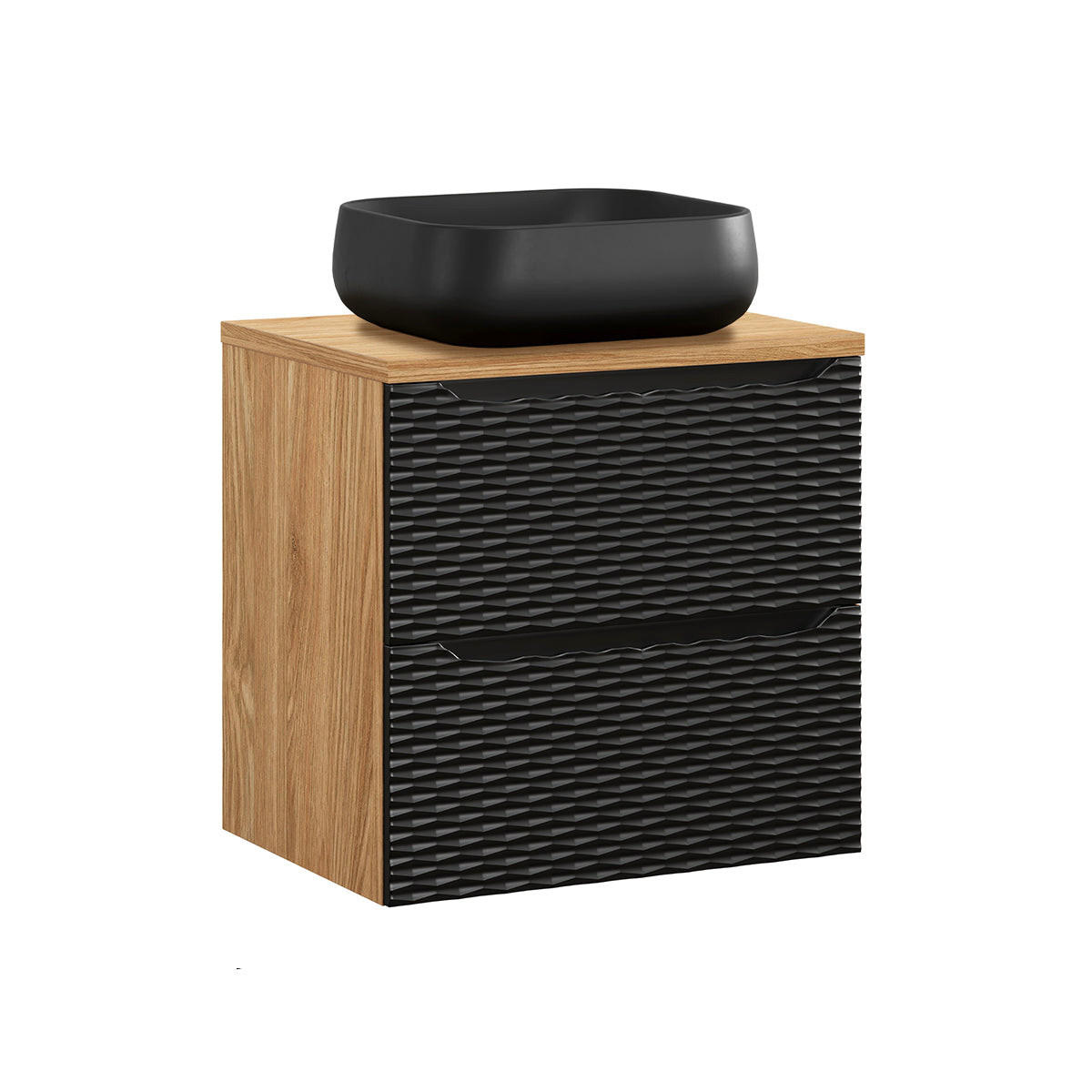 WASCHTISCH 60cm Elora Schwarz und Holz - Schwarz, Holzwerkstoff (60/59/46cm) - Petits-meubles
