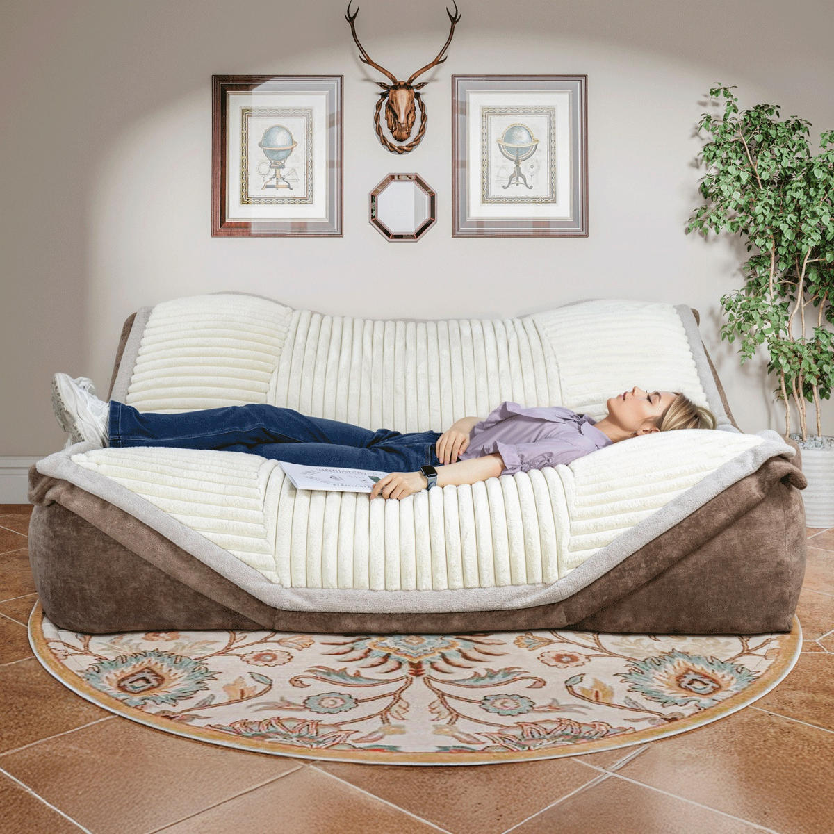 SITZSACKSOFA 2-Sitzer Cord - Beige, Textil (136/64/168cm) - Vercart