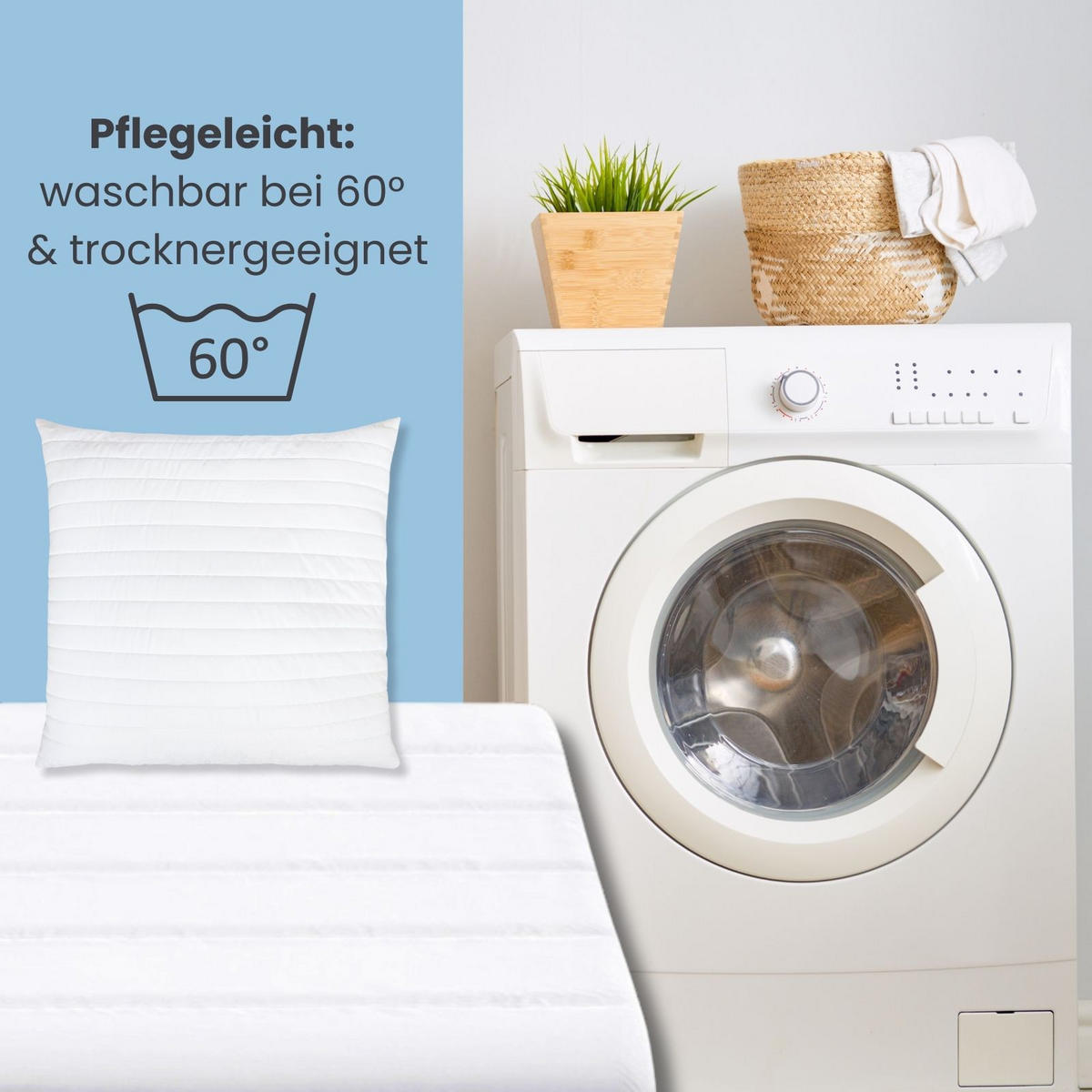 BETTENSET 2er Set Bettdecke und Kopfkissen 155/220 cm Microfaser Ganzjahresdecke - Weiß, Textil (155/220cm) - wometo