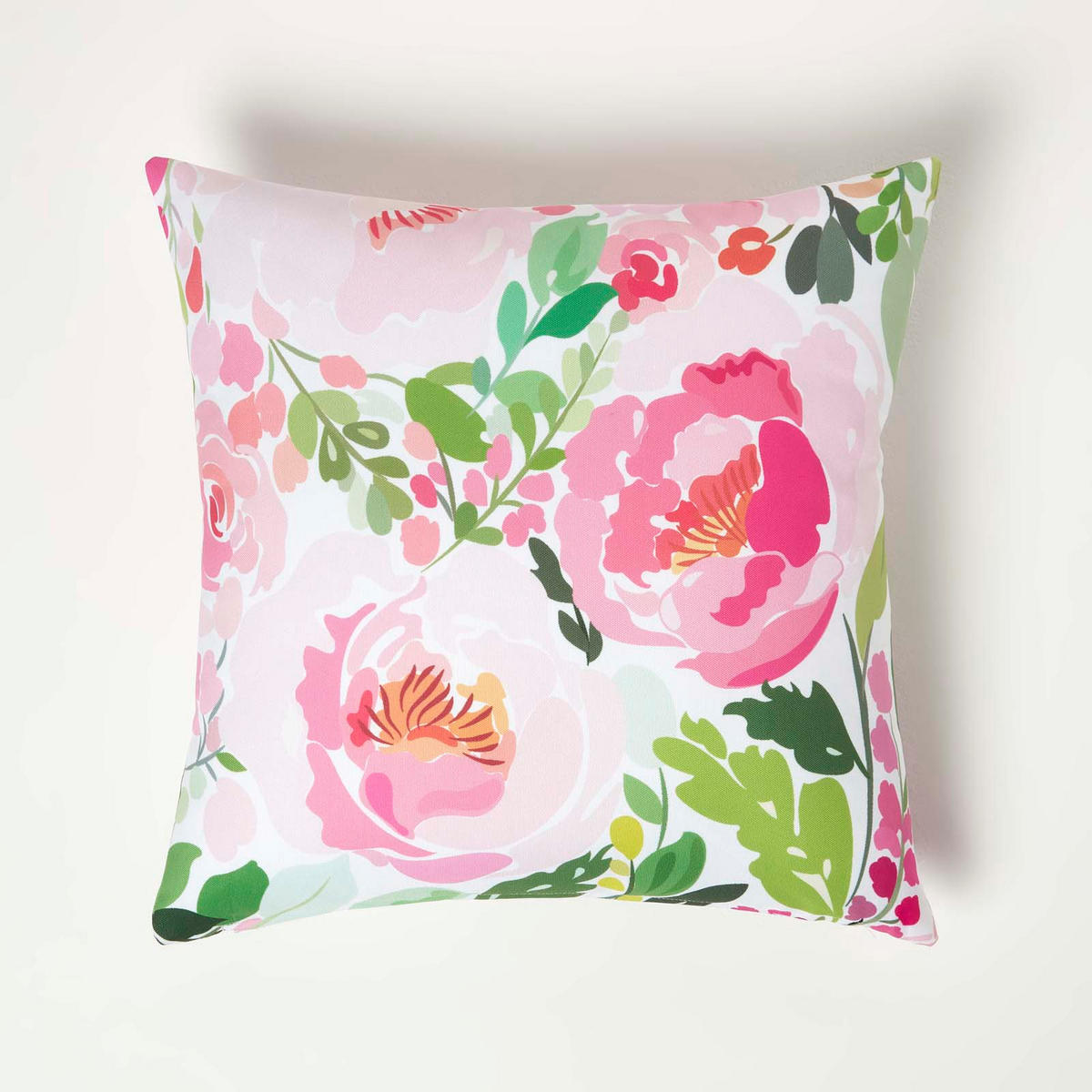 OUTDOOR-KISSEN 2er-Set 45/45 cm – Rosa Pfingstrosen - Multicolor, Textil (45/45cm) - Homescapes