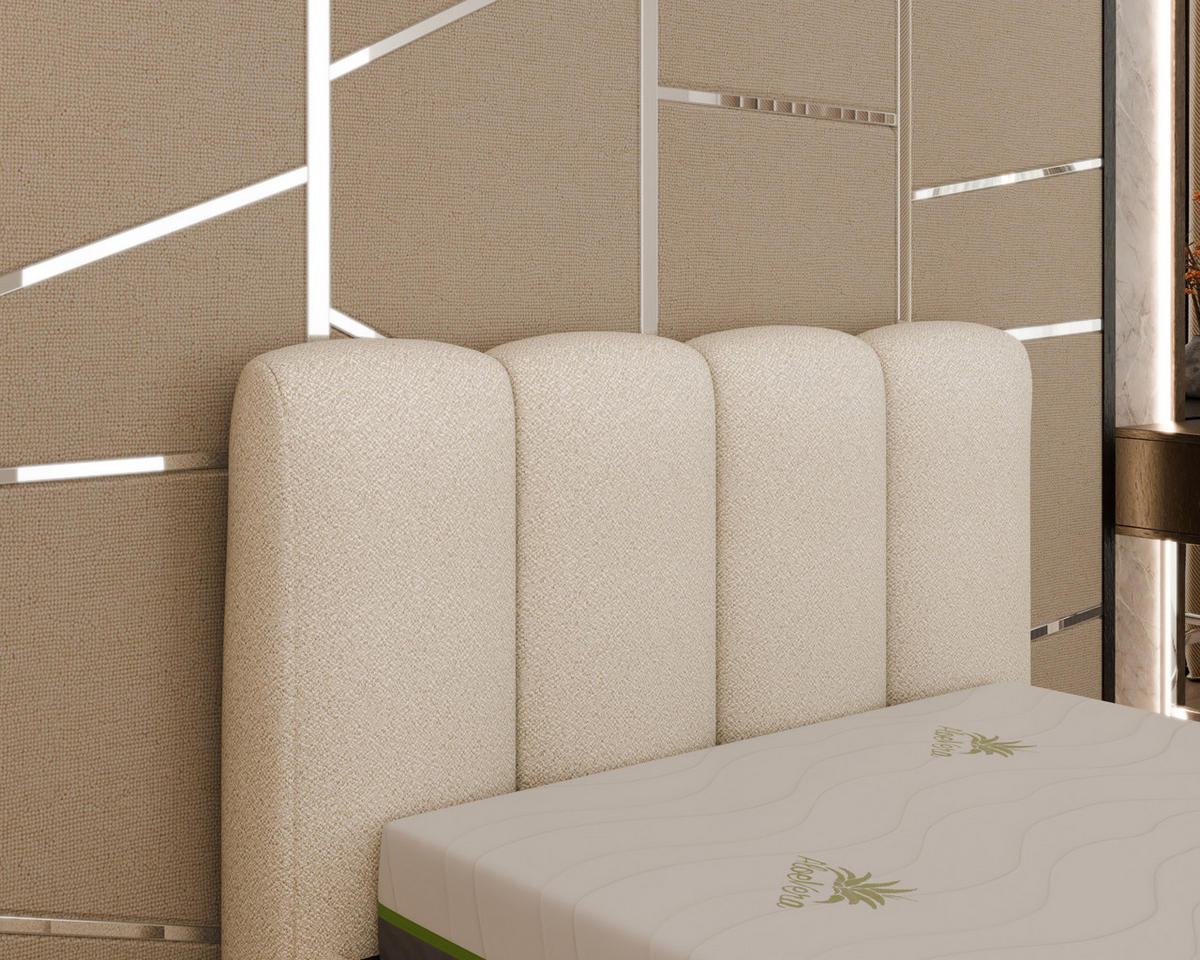 POLSTERBETT Zaira 120x200cm – Elegantes Polsterbett für modernen Wohnstil , ohne matratze, beige - Beige, Holz (90/200cm) - Homesy