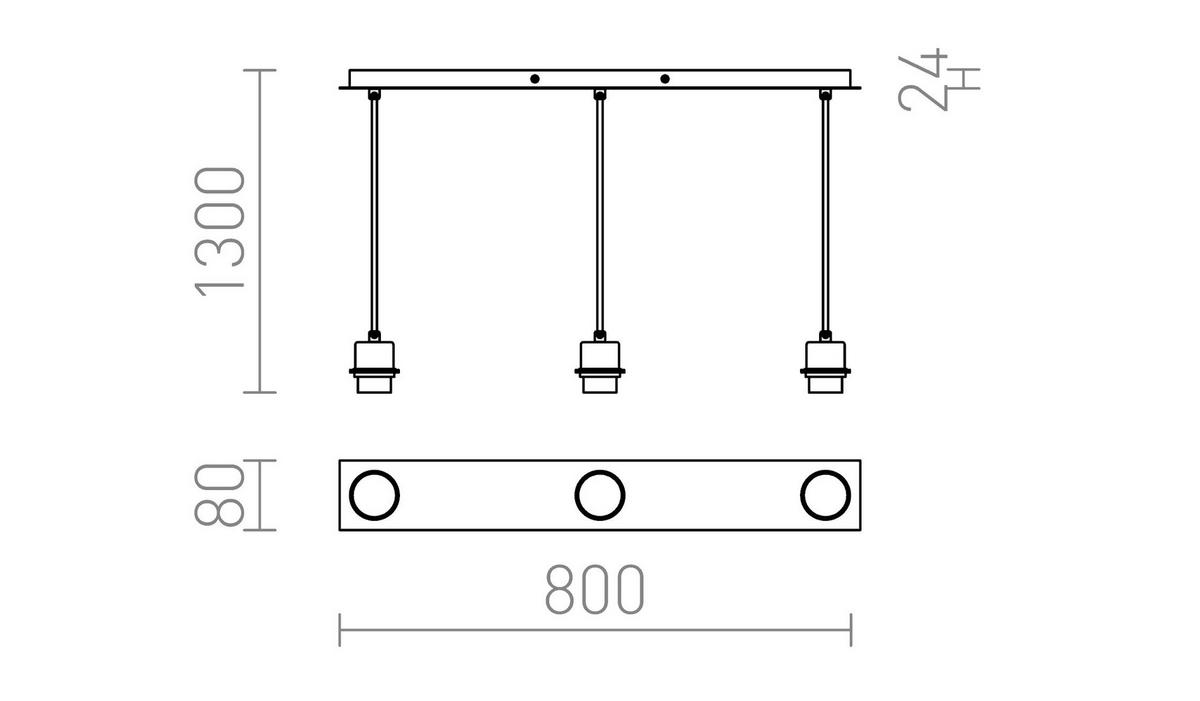 PENDELLEUCHTE MORE 80 Deckenbasis für Chrom 45 W - Chromfarben, Metall (80/8/24cm) - Rendl