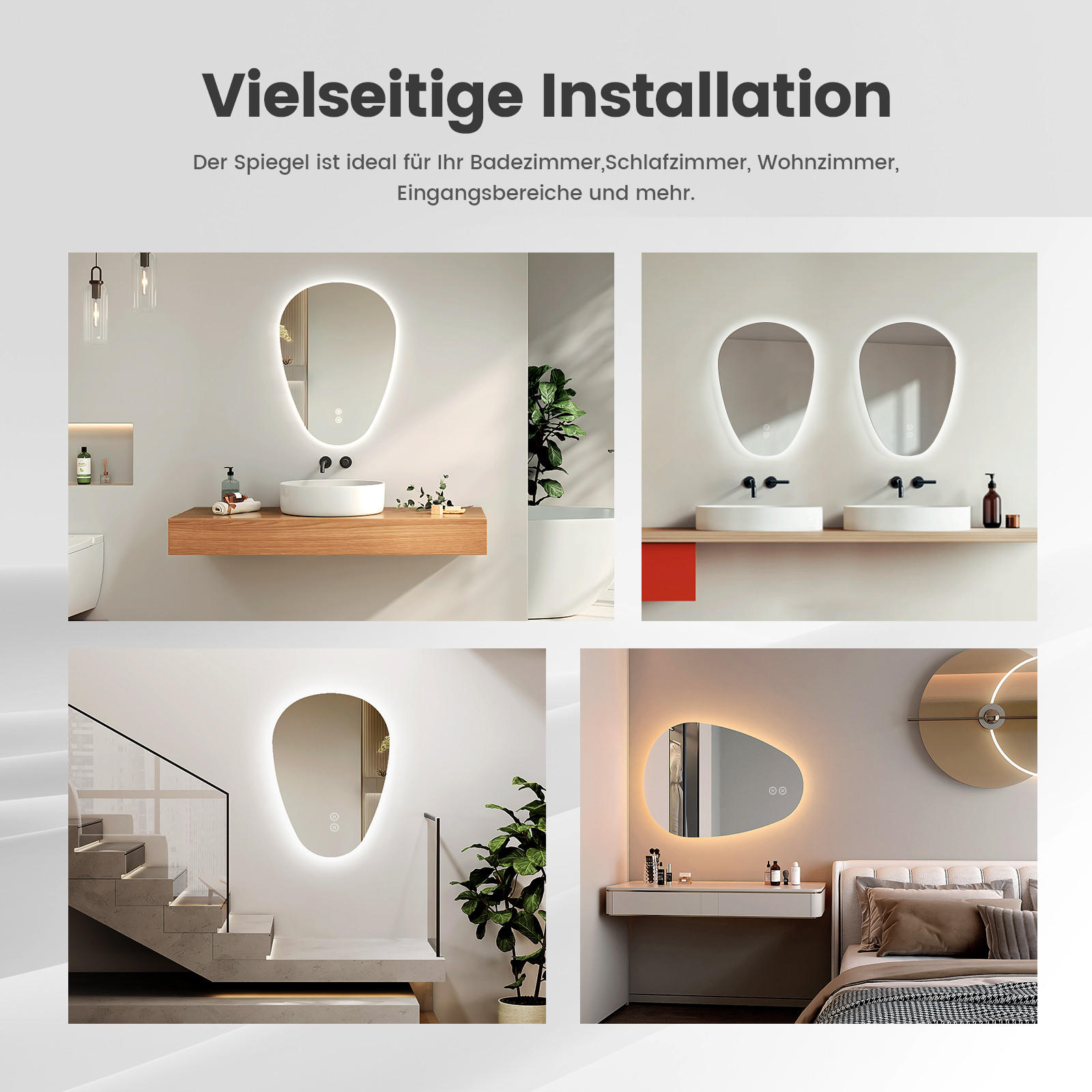 Thumbnail - Emke Badspiegel, Weiß, Glas, Oval, 45x2.9x60 cm, Badezimmer, Badezimmerspiegel, Badspiegel