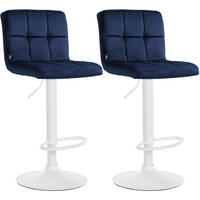 BARHOCKER 2 Samt Blau - Blau/Weiß, Textil/Metall (46/94/47cm) - CLP