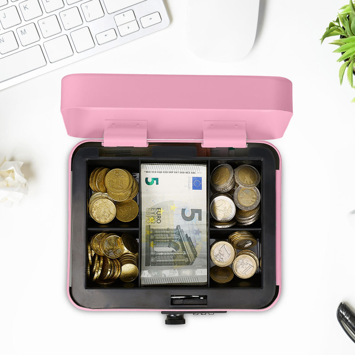 POKLADŇA - ružová, kov/plast (20/8.5/17cm) - Relaxdays