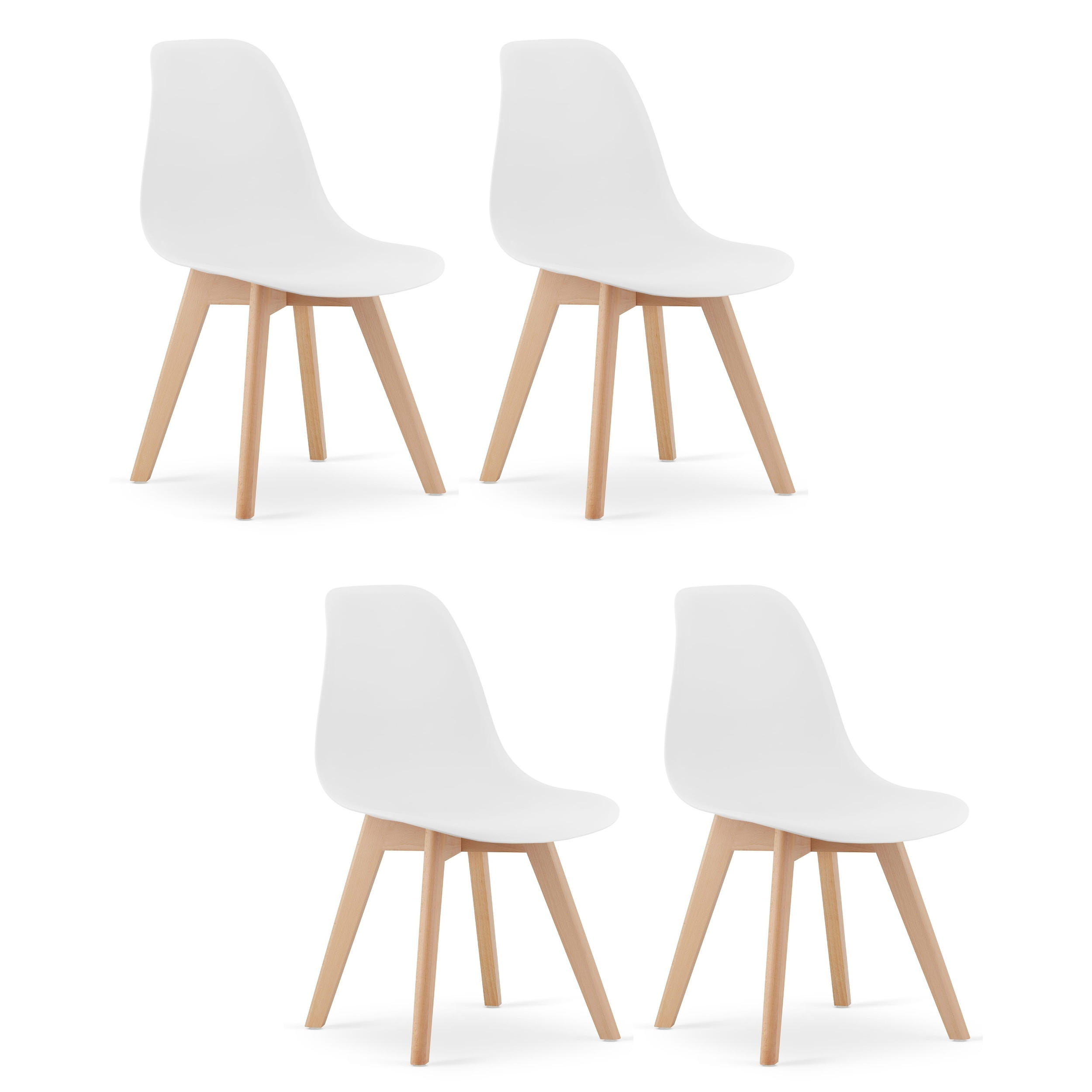 STUHL ATRI 4-er Set, Weiß Hölzerne Buchenbeine - Weiß, Holz/Textil (46/80/55cm) - Komodee