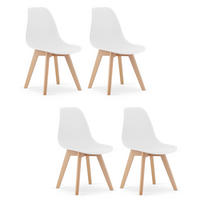 STUHL ATRI 4-er Set, Weiß Hölzerne Buchenbeine - Weiß, Holz/Textil (46/80/55cm) - Komodee
