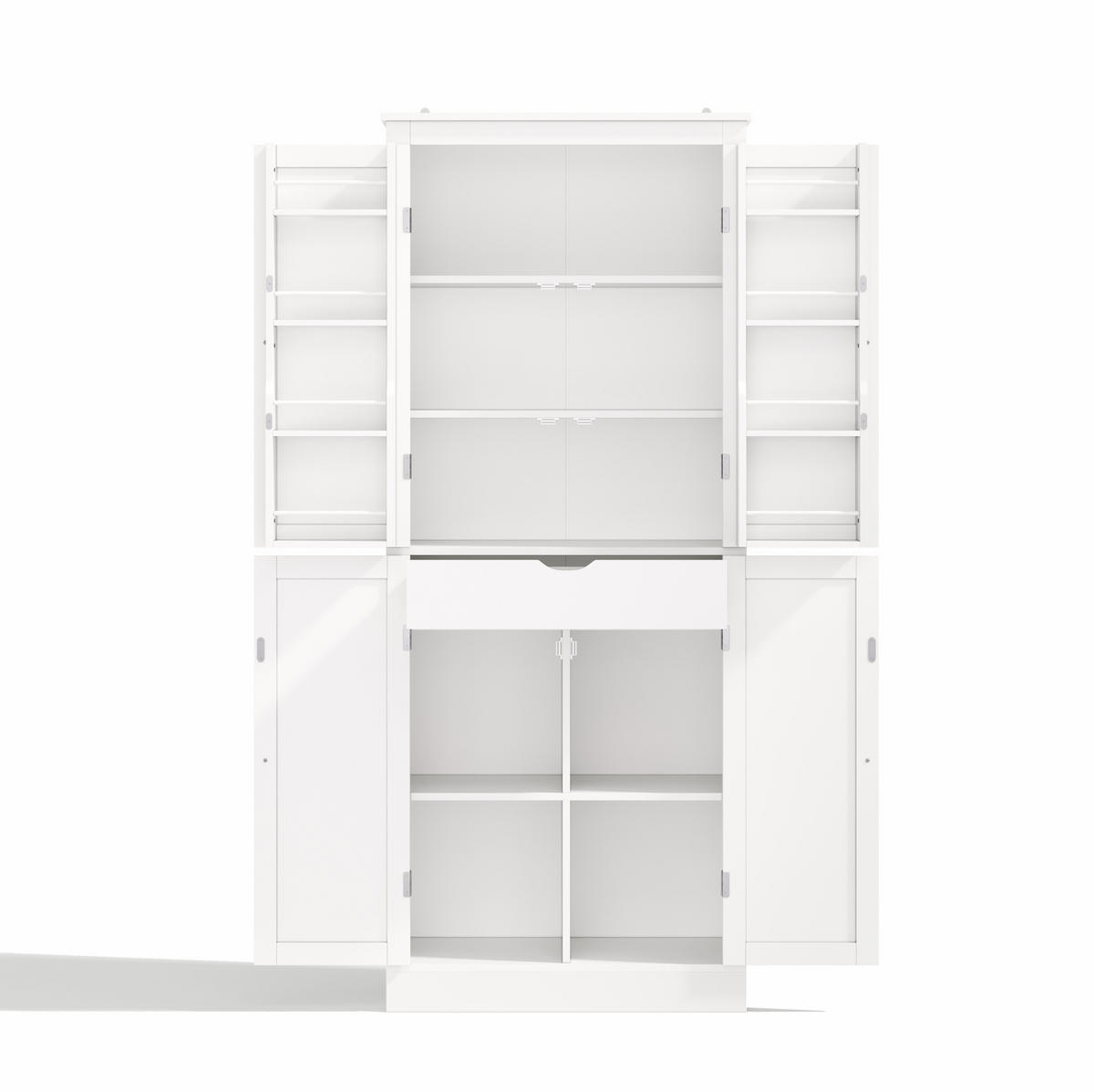BUFFETSCHRANK 75/40/182 cm mit Innenschublade, Türablagen und vielseitigem Stauraum, Weiß - Weiß, Holzwerkstoff (75/180/40cm) - Redom